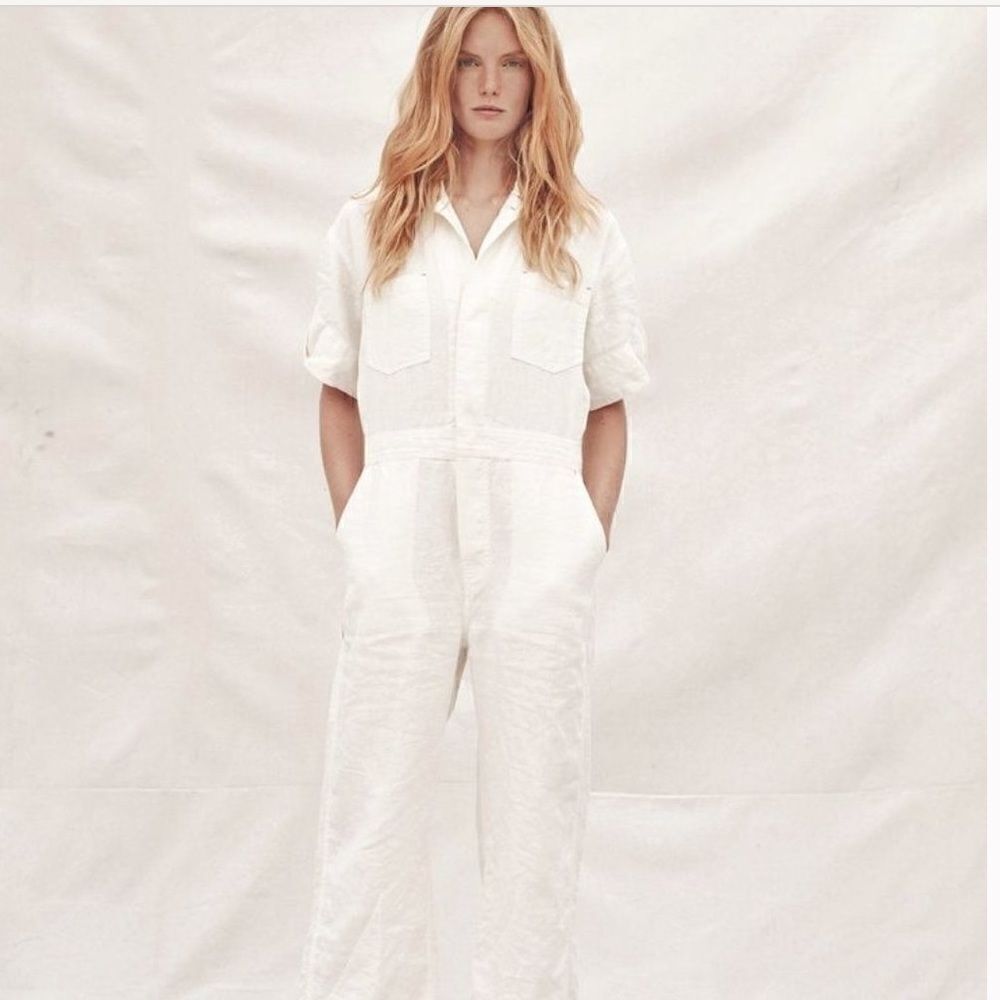 NWT Christy Dawn Penny Linen Blend Painters Jumpsuit Pants